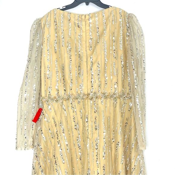 MAC DUGGAL 67859 Sequin Embellished Formal Evening Gown, Champagne, Size 14 - Picture 4 of 8